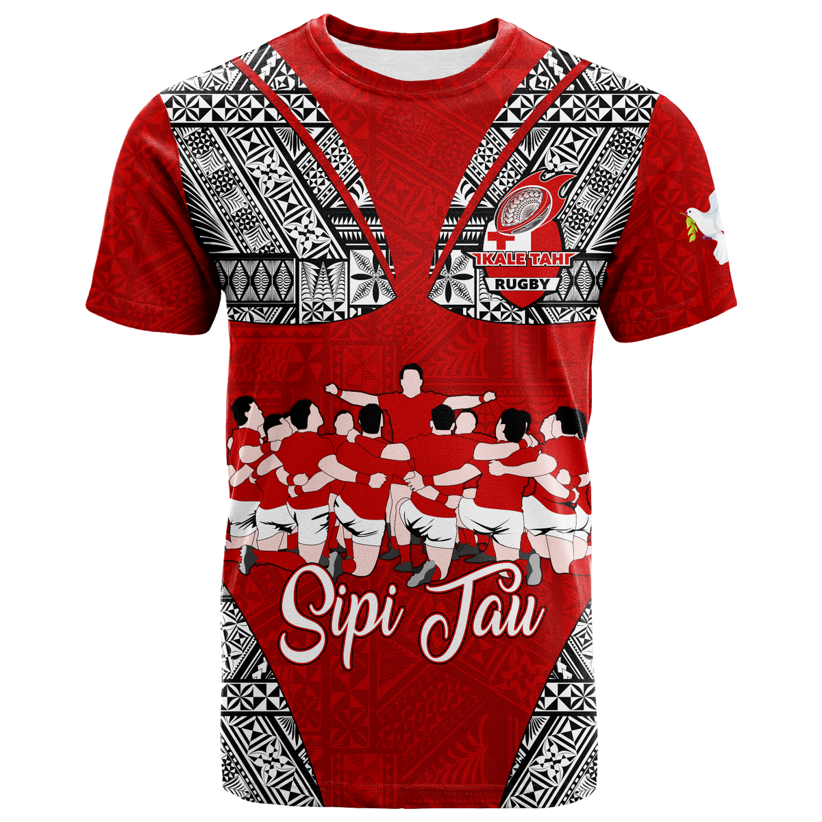 Custom Tonga Rugby Ikale Tahi Sipi Tau T Shirt LT2 RED - Polynesian Pride