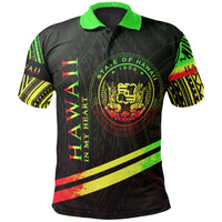 Hawaii Polo Shirt In My Heart Style Reggae Polynesian Patterns Unisex Black - Polynesian Pride