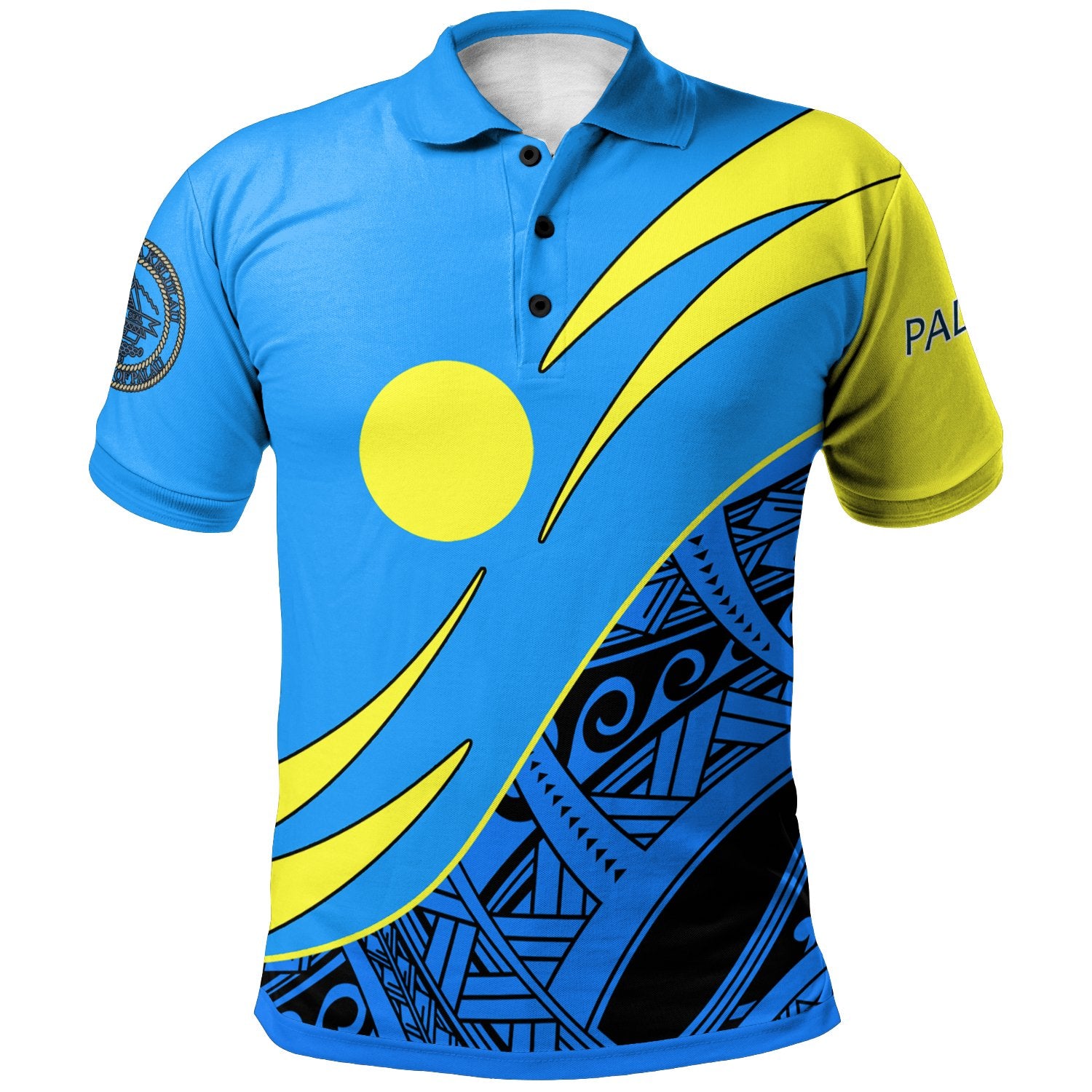 Palau Polo Shirt Symmetrical Lines Unisex Blue - Polynesian Pride