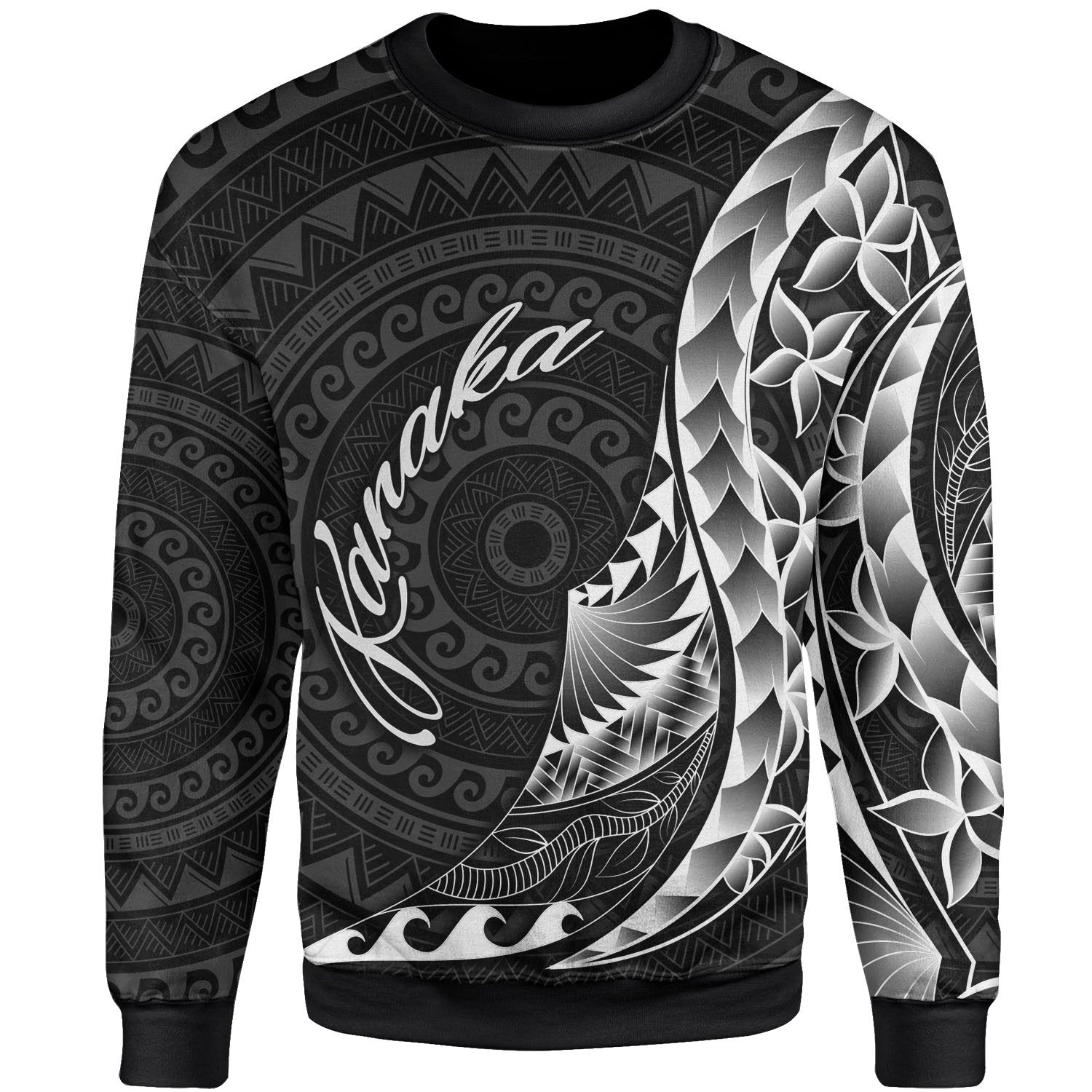 Kanaka Sweatshirt - Polynesian Pattern Style Unisex Black - Polynesian Pride