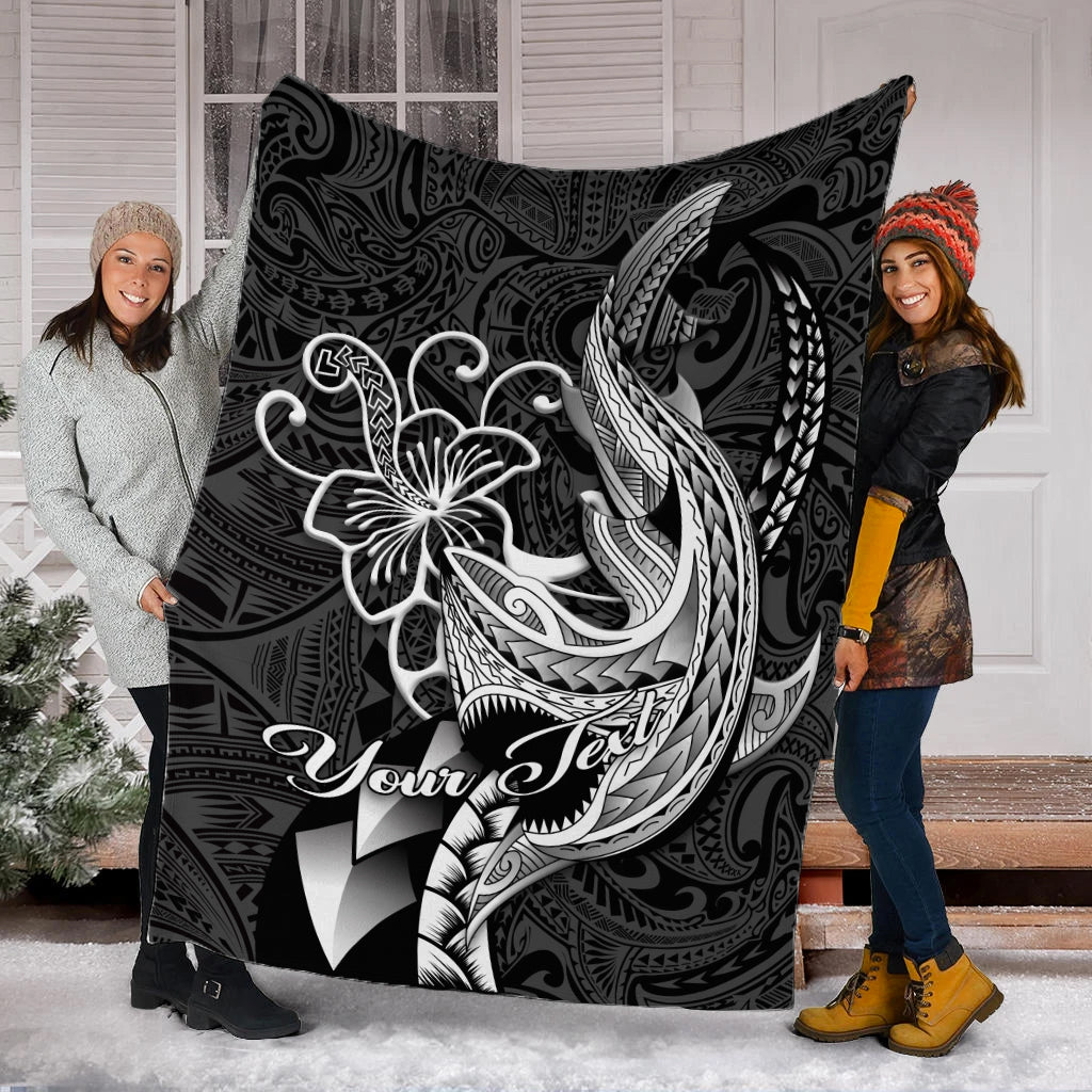 (Custom Personalised) Polynesian Shark Tattoo Hawaii Tribal Blanket - LT12 - Polynesian Pride