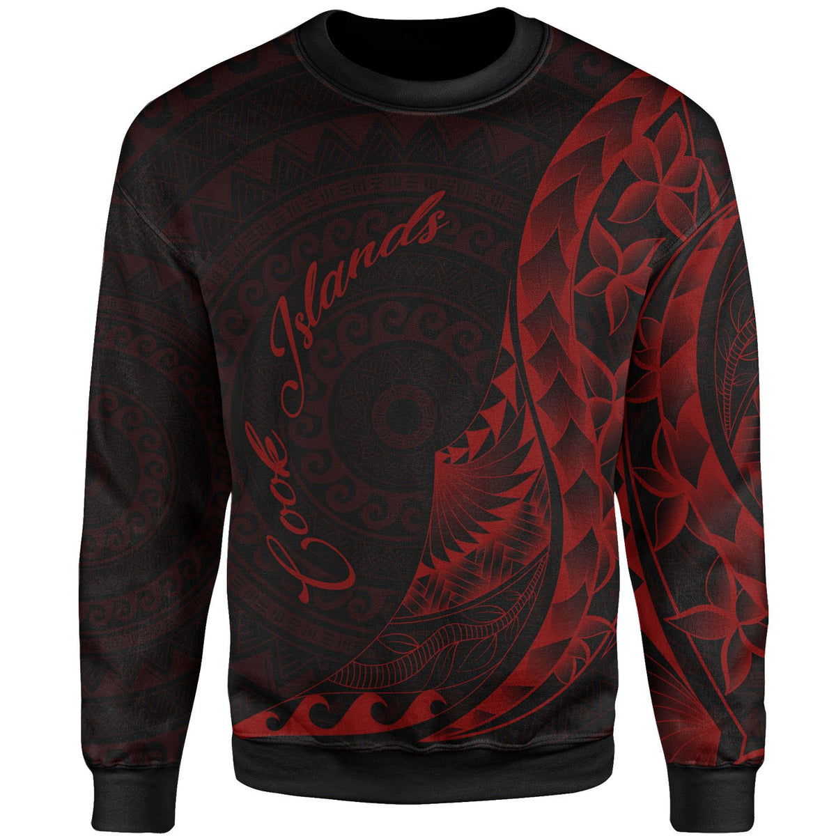 Cook Islands Sweatshirt - Polynesian Pattern Style Red Color Unisex Red - Polynesian Pride