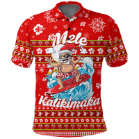 Hawaii Christmas Santas Surf Mele Kalikimaka Polo Shirt LT2 Adult RED - Polynesian Pride