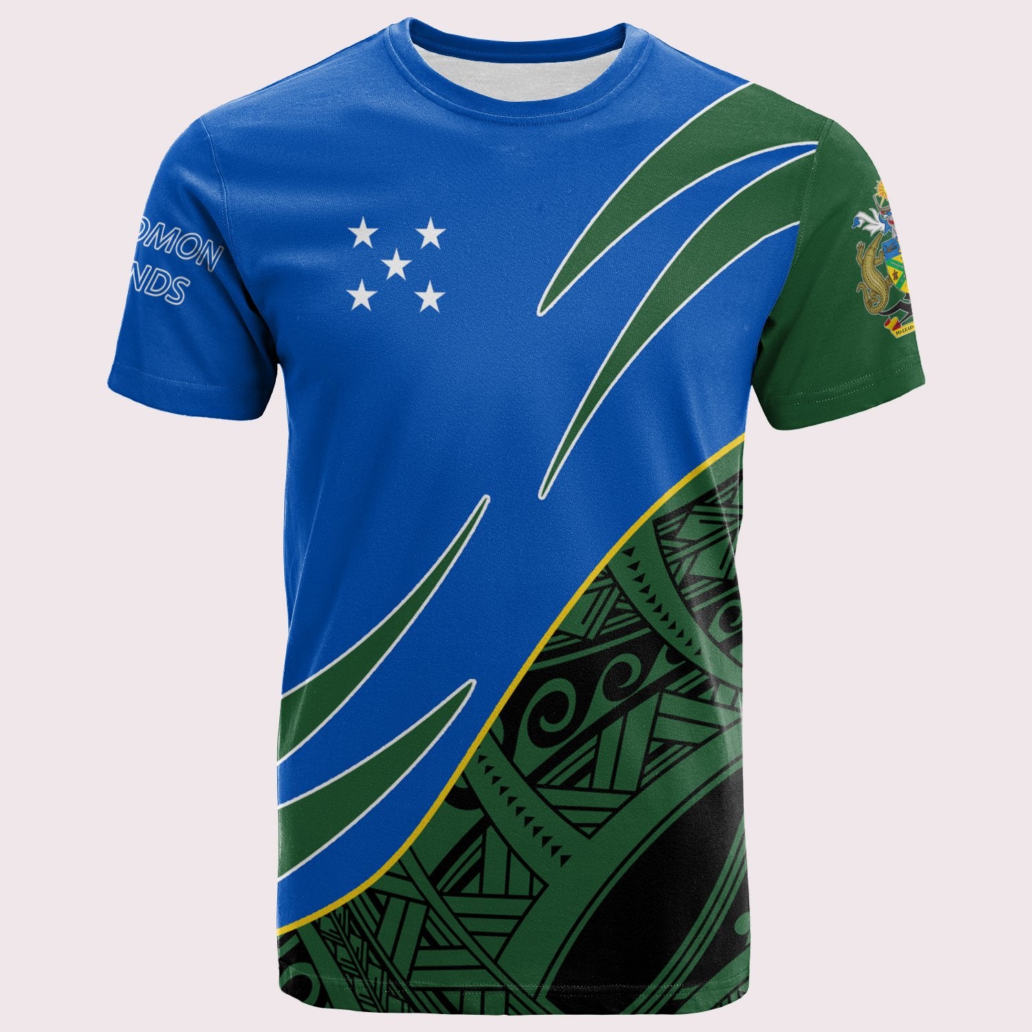 Solomon Islands T Shirt Custom Symmetrical Lines Unisex Blue - Polynesian Pride