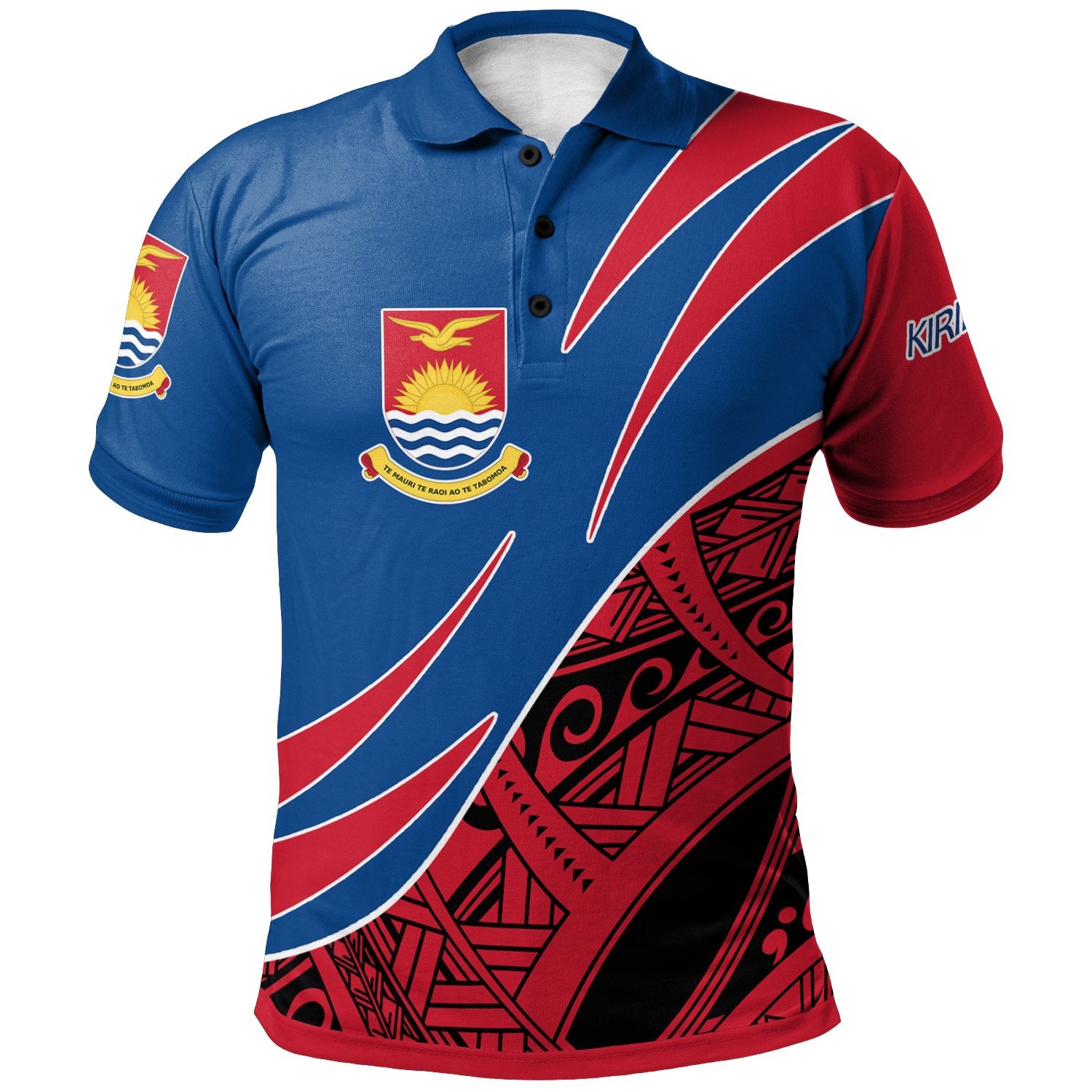 Kiribati Polo Shirt Symmetrical Lines Unisex Blue - Polynesian Pride
