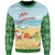 Mele Kalikimaka Sweatshirt - Santa Claus And Reindeer On The Beach Green Color Unisex Green - Polynesian Pride