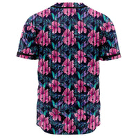 Tropical Flowers With Hummingbirds Palm Leaves Baseball Jersey - Polynesian Pride