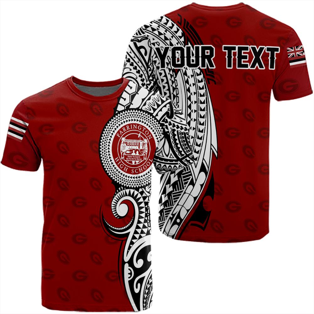 Custom Hawaii Farrington High Tribal Kakau T Shirt Unisex Red - Polynesian Pride