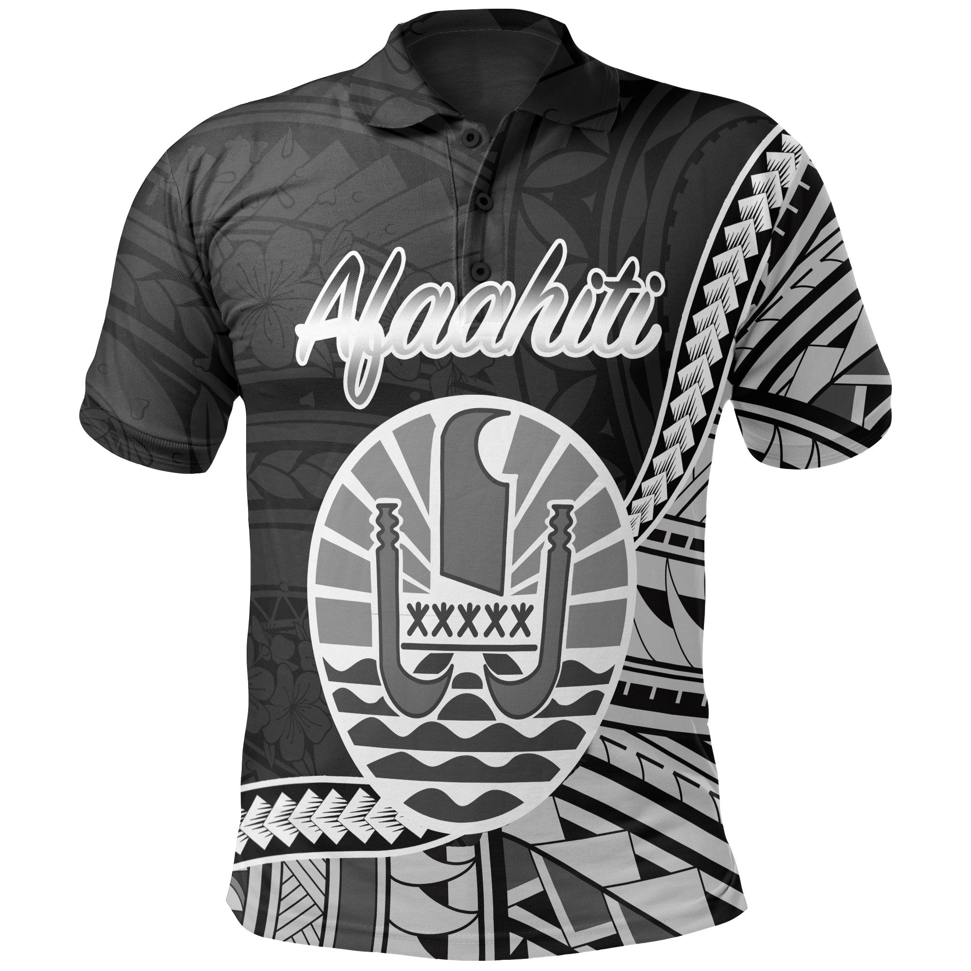 French Polynesia Polo Shirt Afaahiti Seal Of French Polynesia Polynesian Patterns Unisex Black - Polynesian Pride