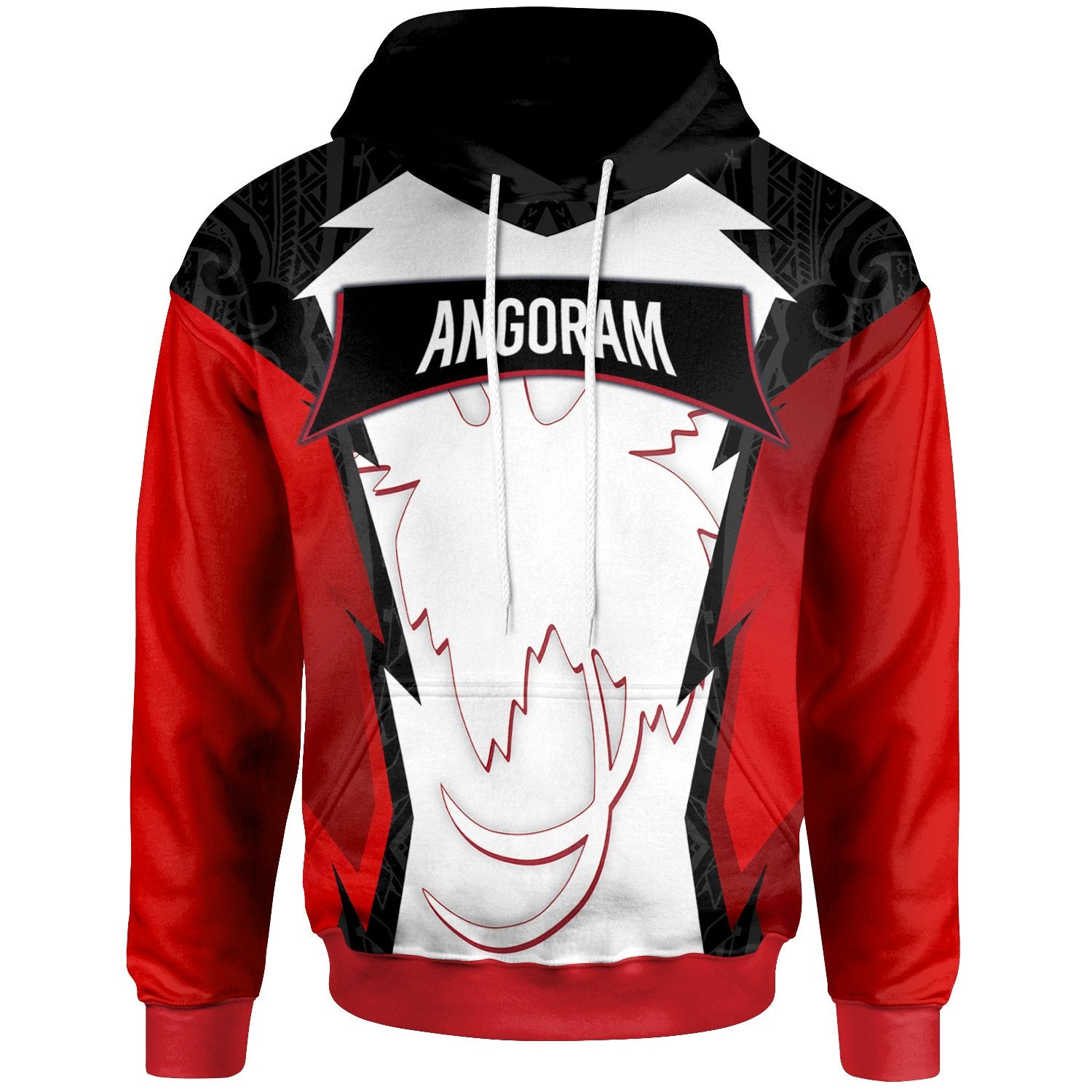 Papua New Guinea Hoodie ngoram PNG Coat ofrms Unisex Red Black - Polynesian Pride