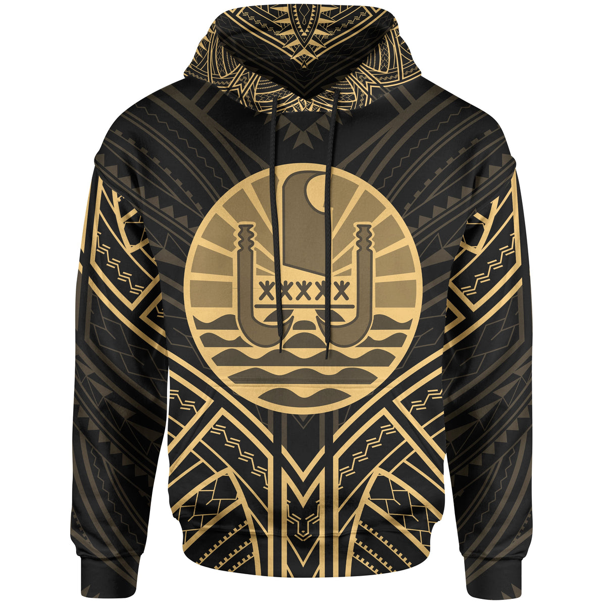 French Polynesia Hoodie French Polynesia Seal Gold Tribal Patterns Unisex White - Polynesian Pride