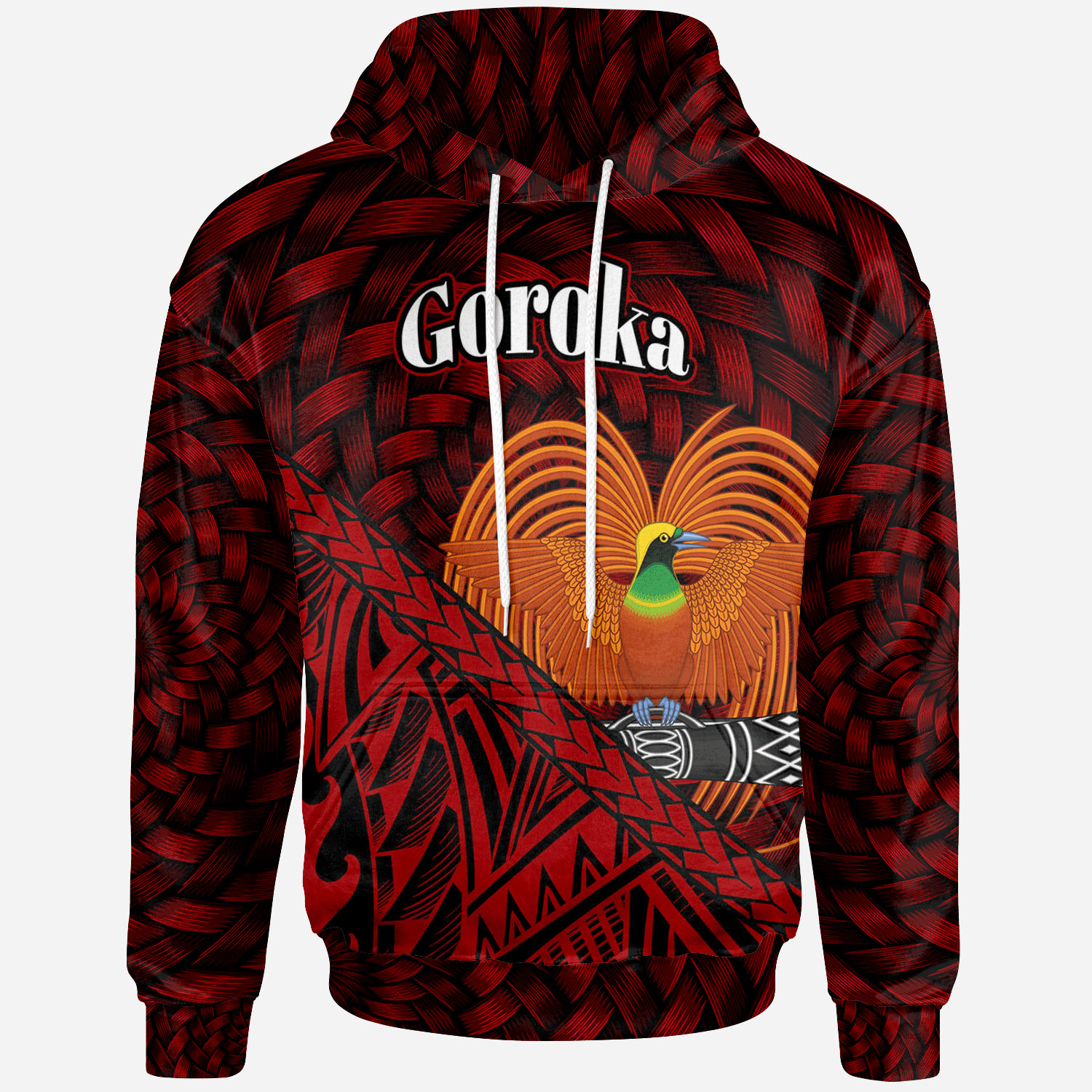 Papua New Guinea Hoodie Goroka Polynesian Patterns With Bamboo Unisex Red - Polynesian Pride