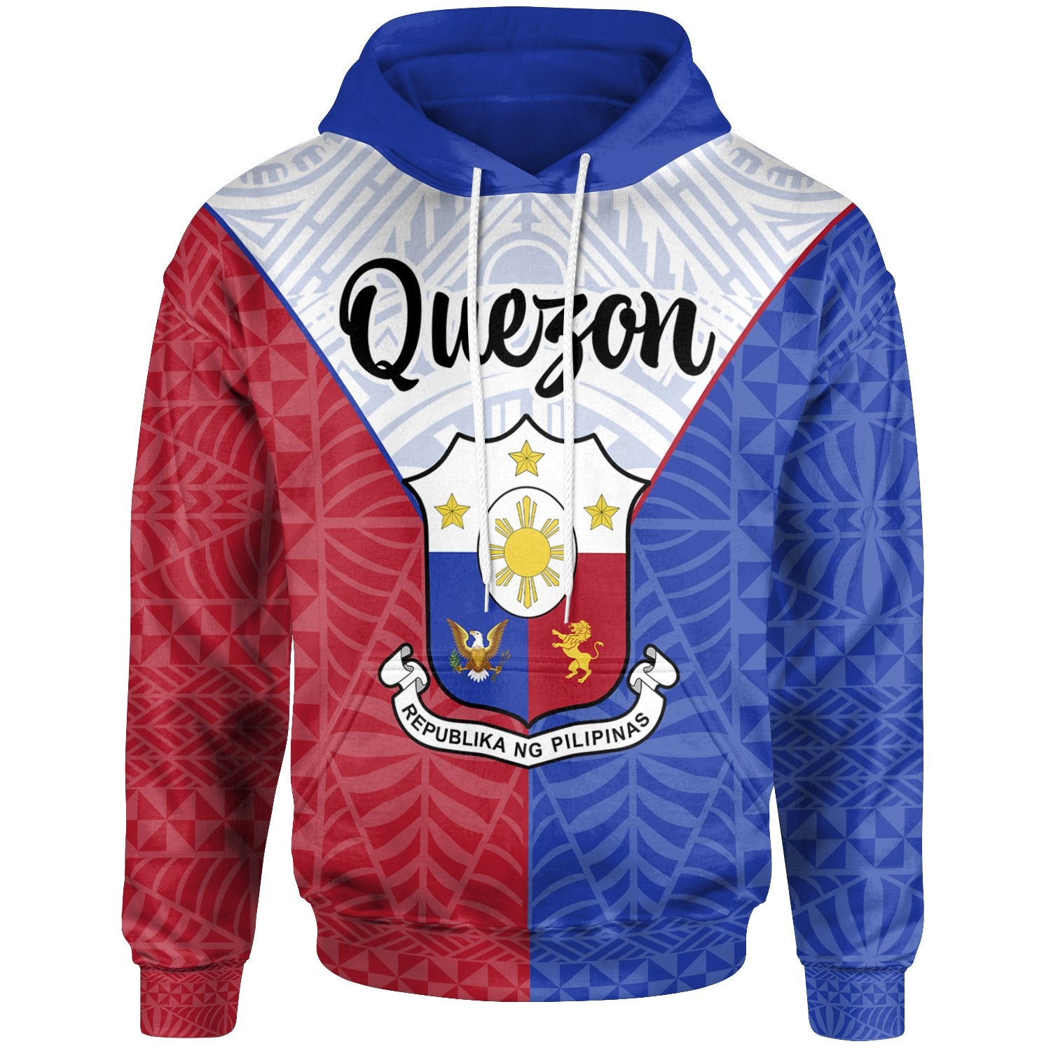 Pilipinas Hoodie Quezon City Seal of Pilipinas Style Unisex Blue - Red - Polynesian Pride