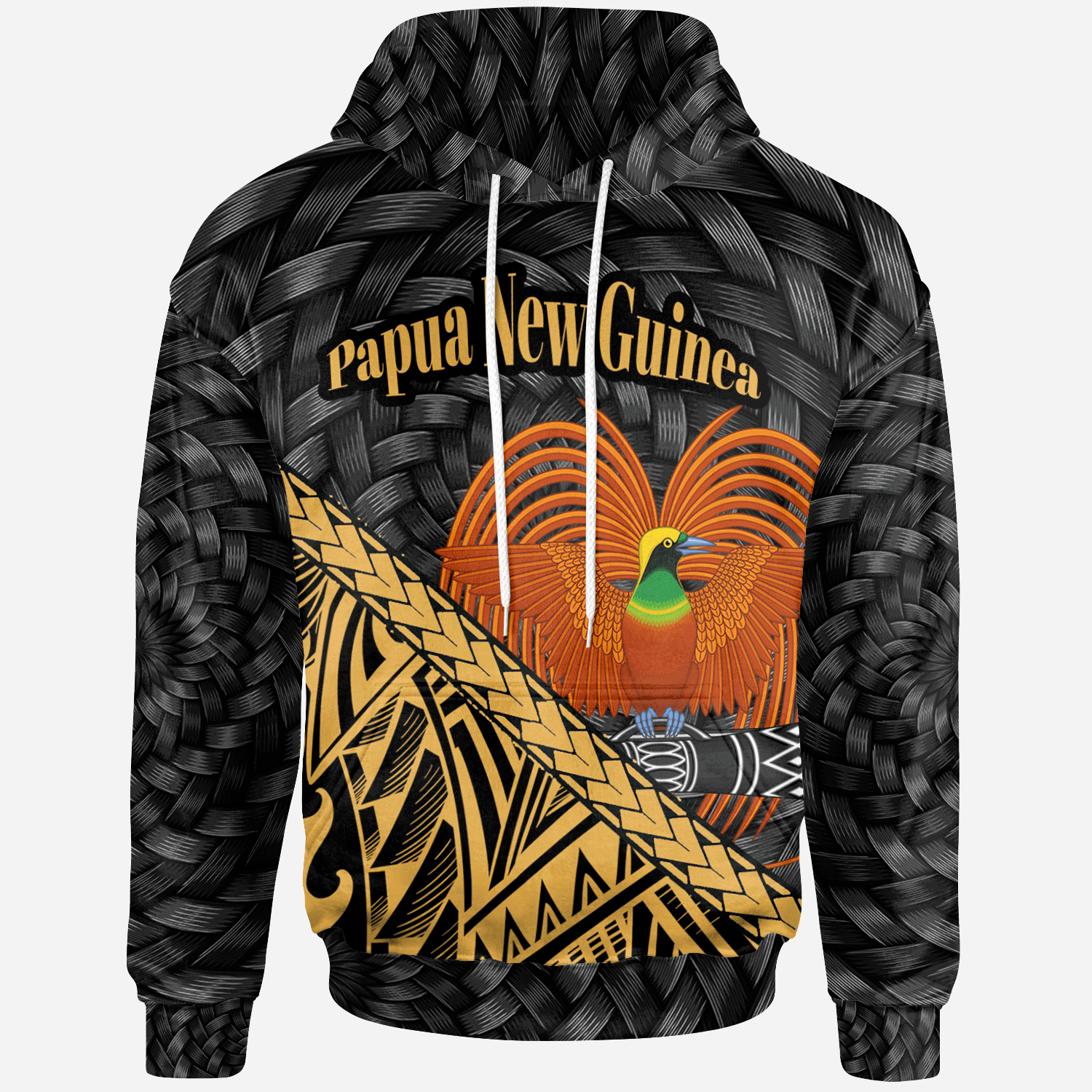 Papua New Guinea Hoodie Gold Polynesian Patterns With Bamboo Unisex Gold - Polynesian Pride