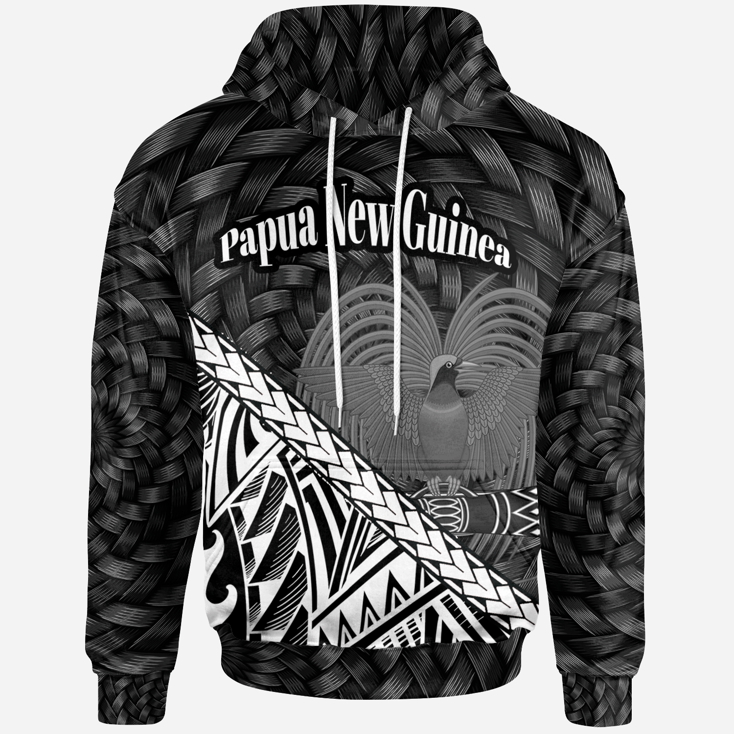 Papua New Guinea Hoodie White Polynesian Patterns With Bamboo Unisex White - Polynesian Pride