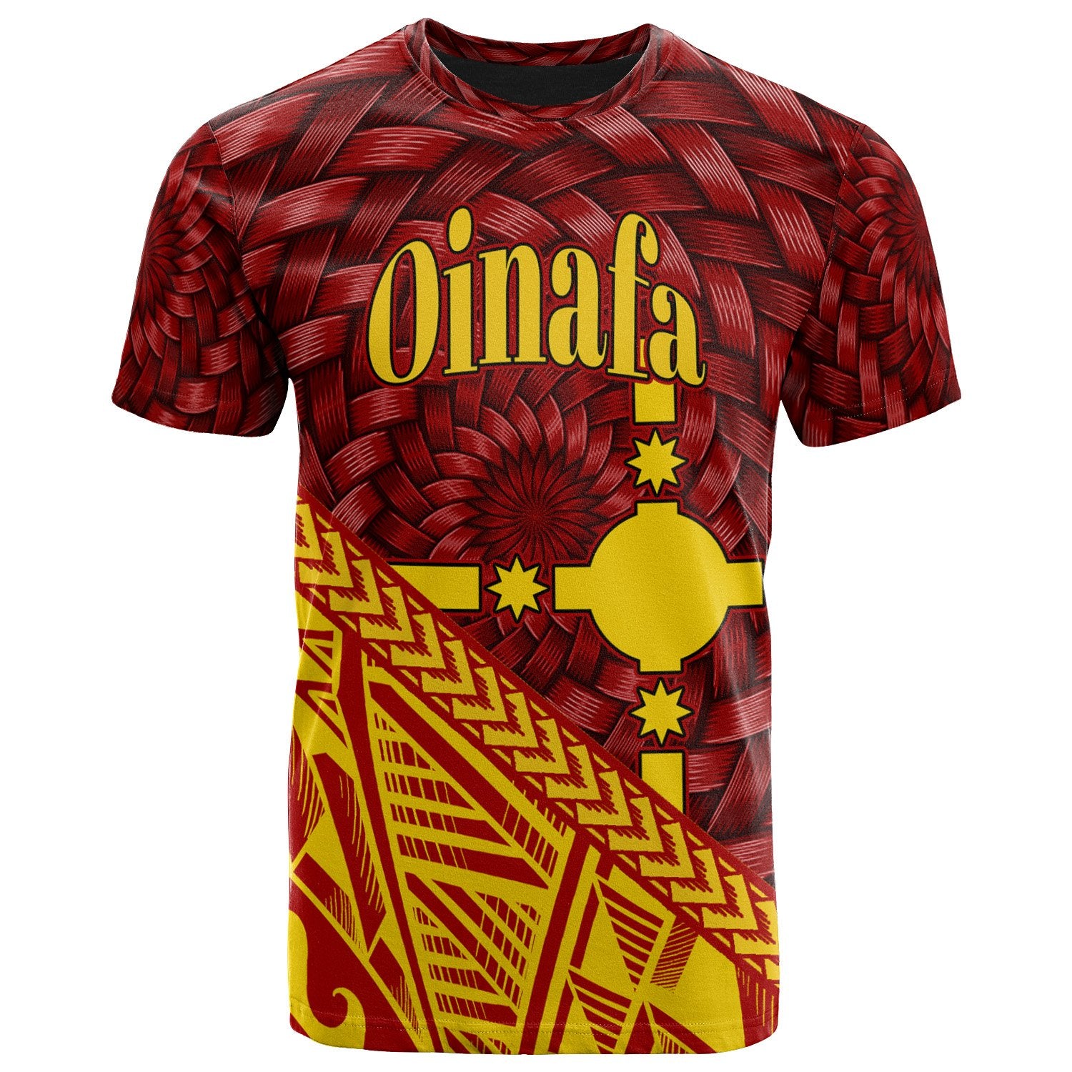 Rotuma T Shirt Oinafa Tapa Patterns With Bamboo Unisex Red - Polynesian Pride