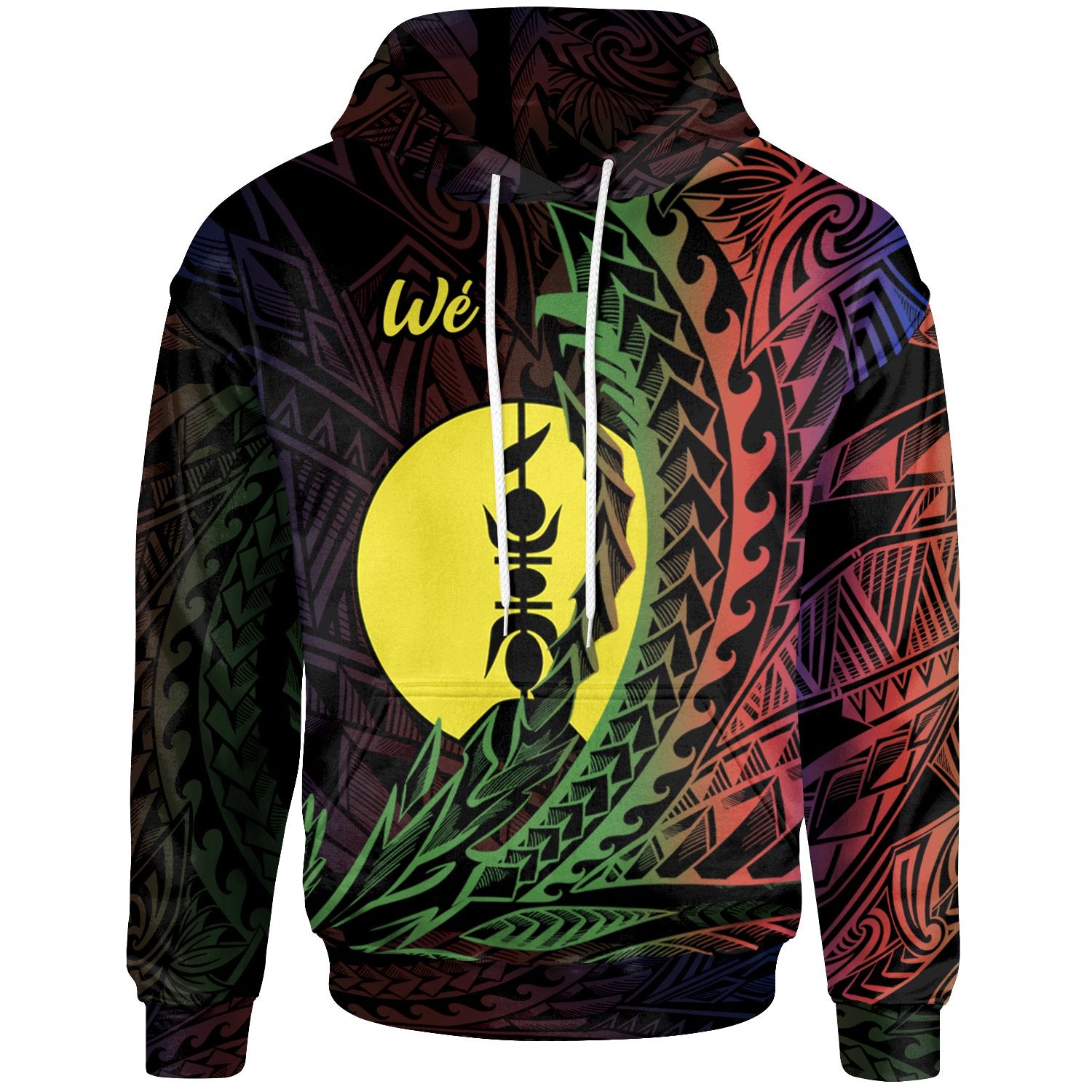 New Caledonia Hoodie We Wings Style Flag Color Unisex Black - Polynesian Pride