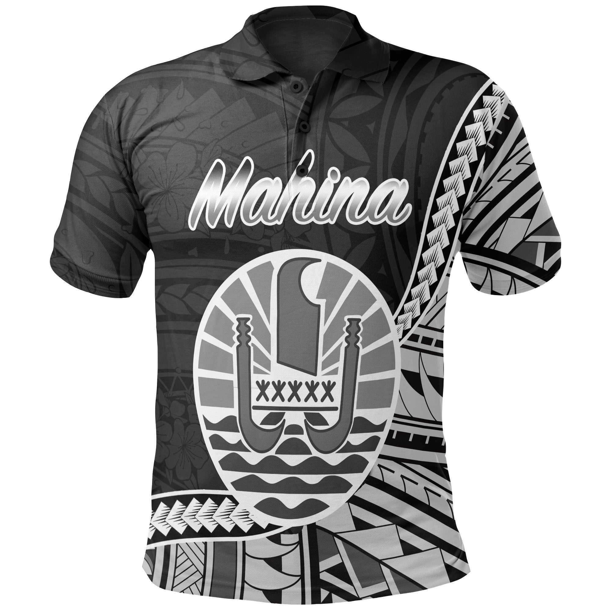French Polynesia Polo Shirt Mahina Seal Of French Polynesia Polynesian Patterns Unisex Black - Polynesian Pride