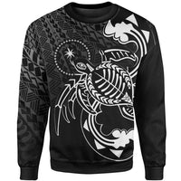 Chuuk State Sweatshirt - Turtle With Polynesian Waves Unisex Black - Polynesian Pride