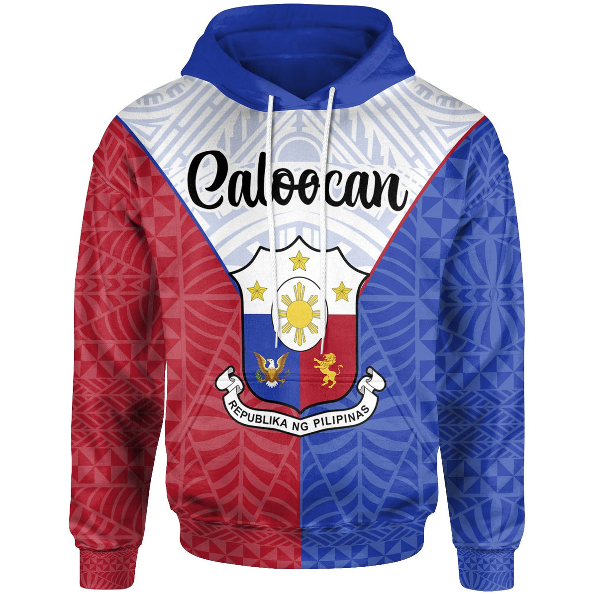 Pilipinas Hoodie Caloocan Seal of Pilipinas Style Unisex Blue - Red - Polynesian Pride