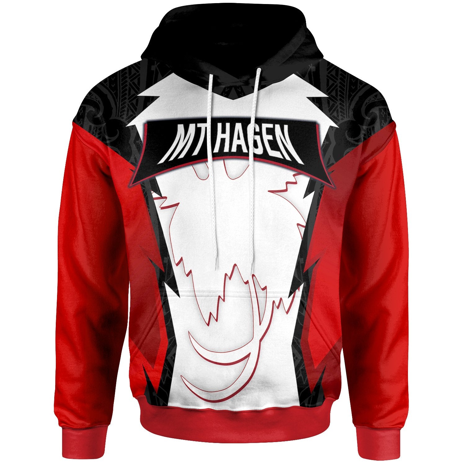 Papua New Guinea Hoodie Mt Hagen PNG Coat ofrms Unisex Red Black - Polynesian Pride