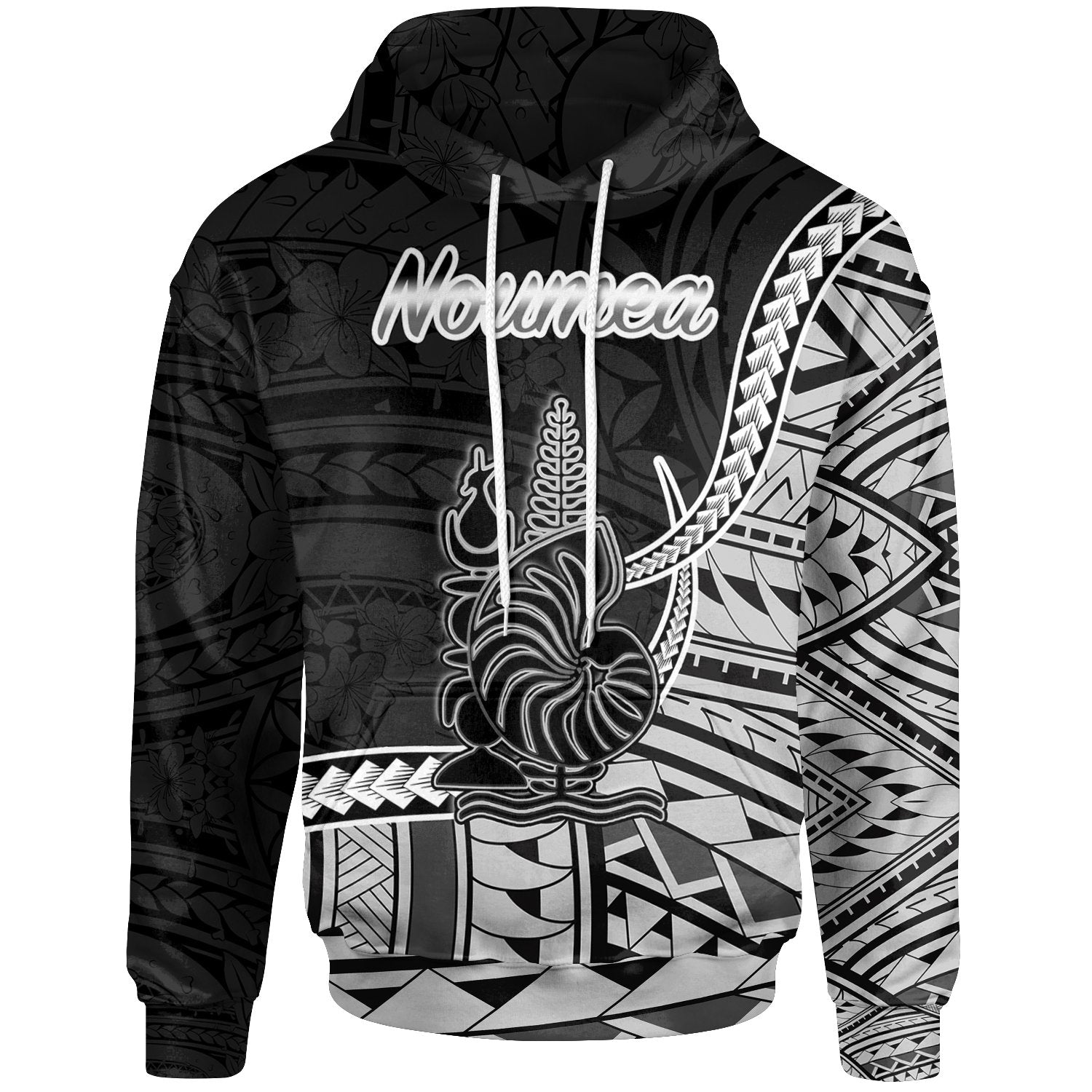 New Caledonia Islands Hoodie Noumea Seal of New Caledonia Polynesian Patterns Unisex Black - Polynesian Pride