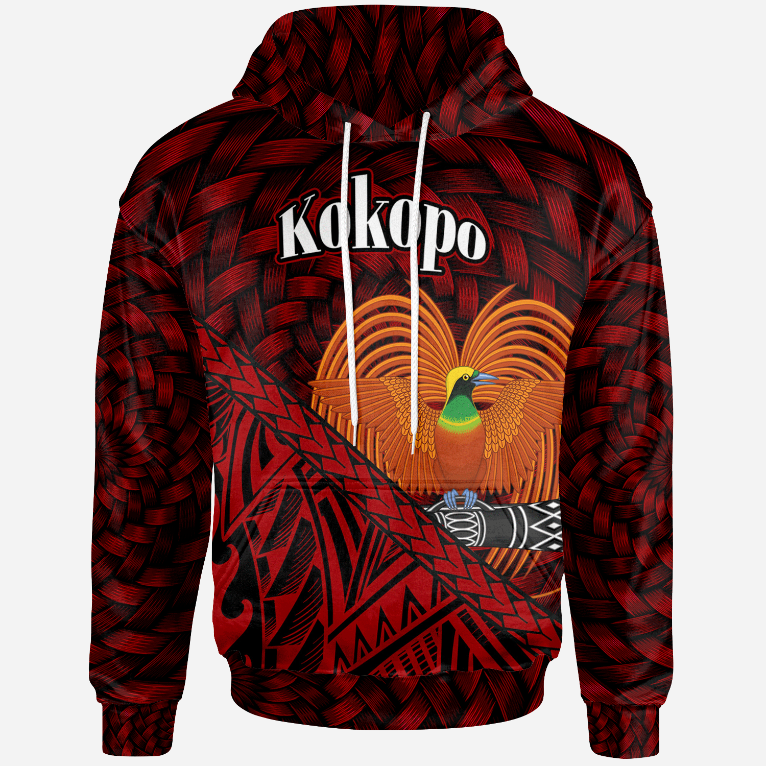 Papua New Guinea Hoodie Kokopo Polynesian Patterns With Bamboo Unisex Red - Polynesian Pride