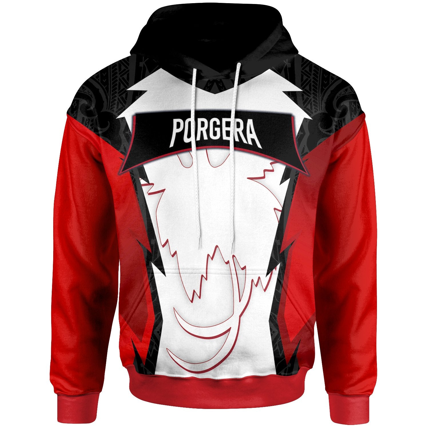 Papua New Guinea Hoodie Porgera PNG Coat ofrms Unisex Red Black - Polynesian Pride