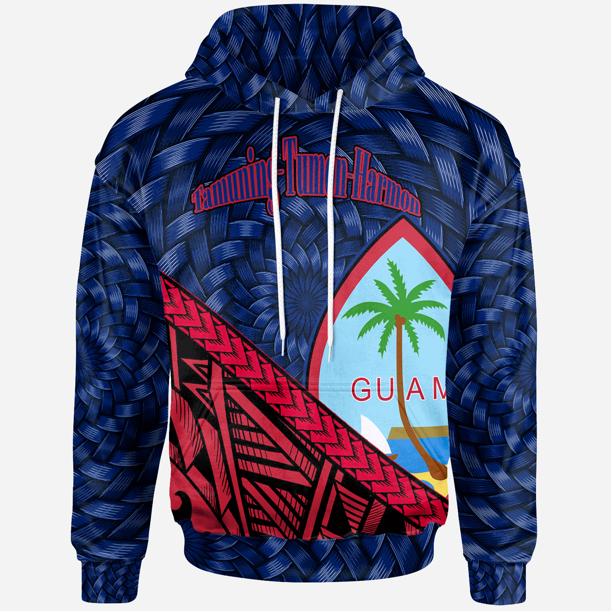Guam Hoodie Tamuning Tumon Harmon Tapa Patterns With Bamboo Unisex Blue - Polynesian Pride