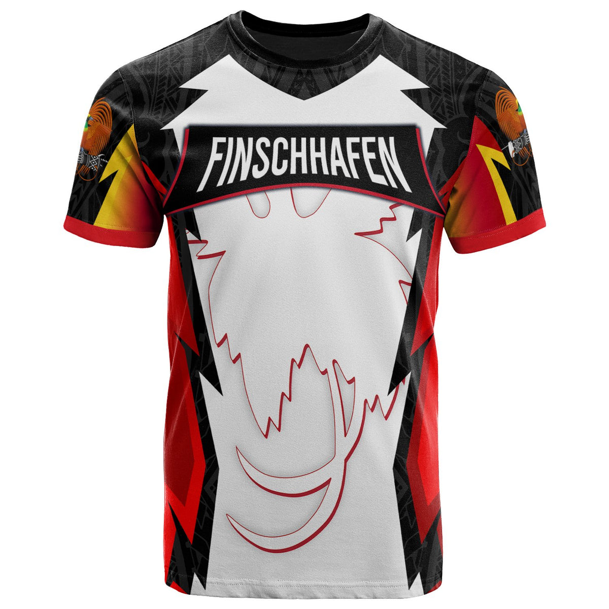 Papua New Guinea T Shirt Finschhafen PNG Coat Of Arms Unisex Red Black - Polynesian Pride
