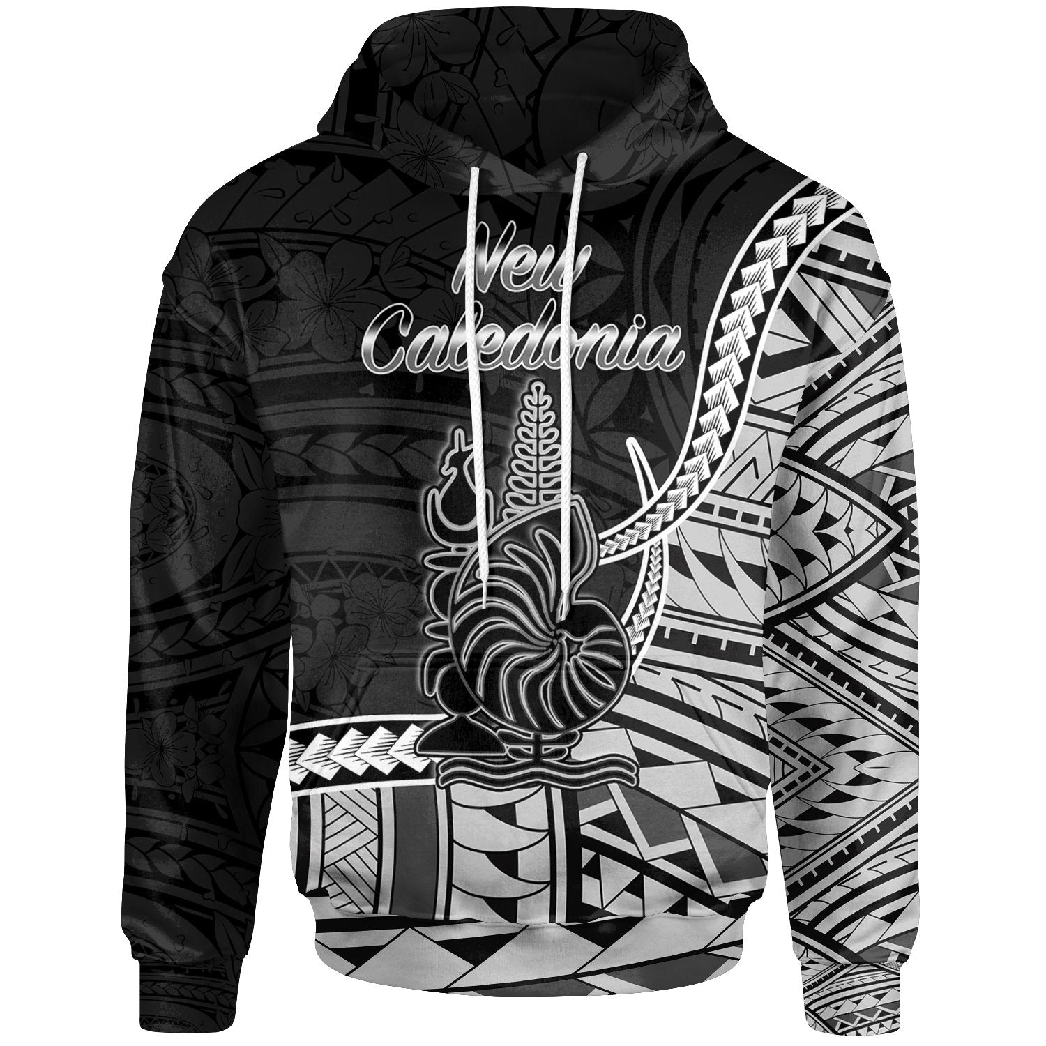 New Caledonia Islands Hoodie New Caladonia Seal of New Caledonia Polynesian Patterns Unisex Black - Polynesian Pride