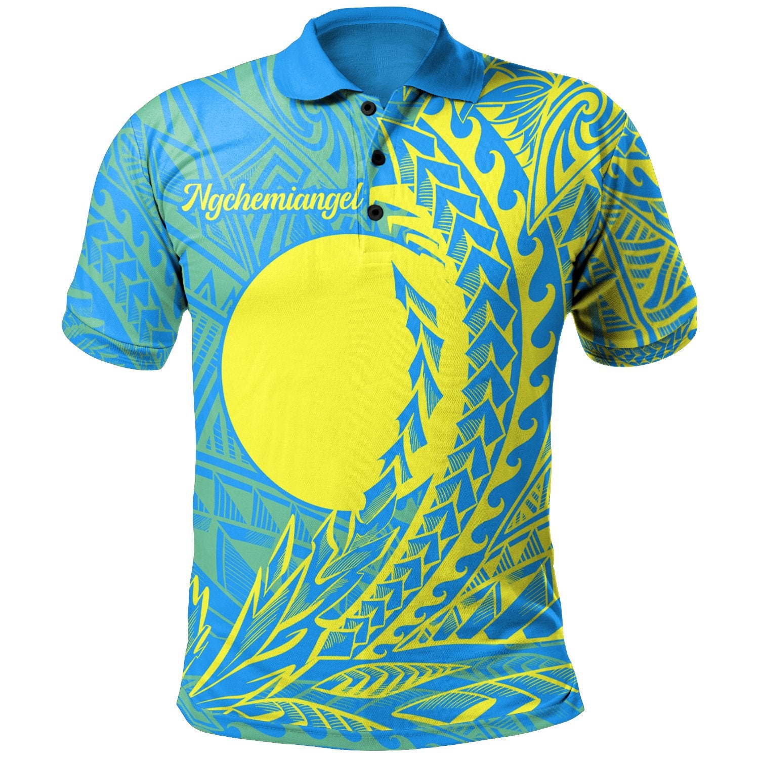 Palau Polo Shirt Ngchemiangel Wings Style Unisex Blue - Polynesian Pride