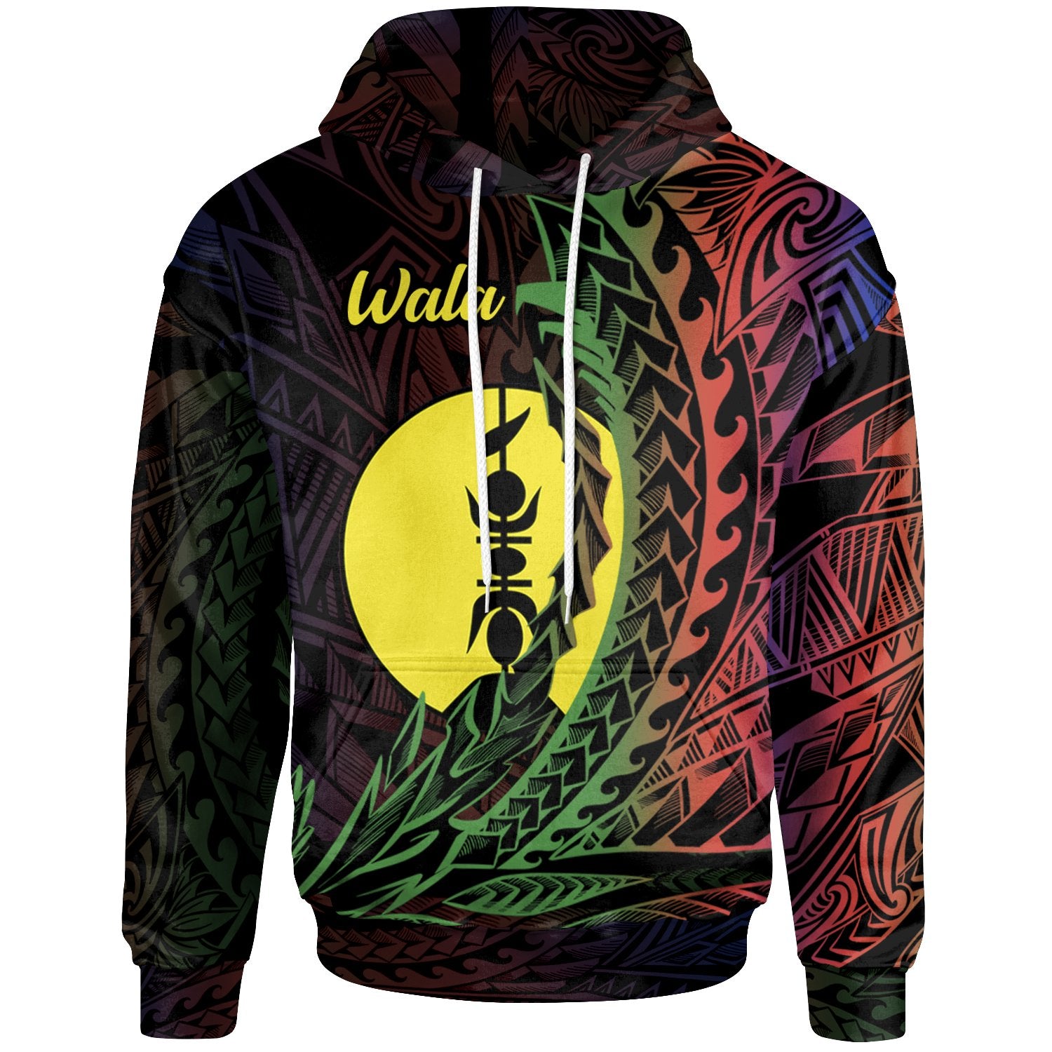 New Caledonia Hoodie Wala Wings Style Flag Color Unisex Black - Polynesian Pride