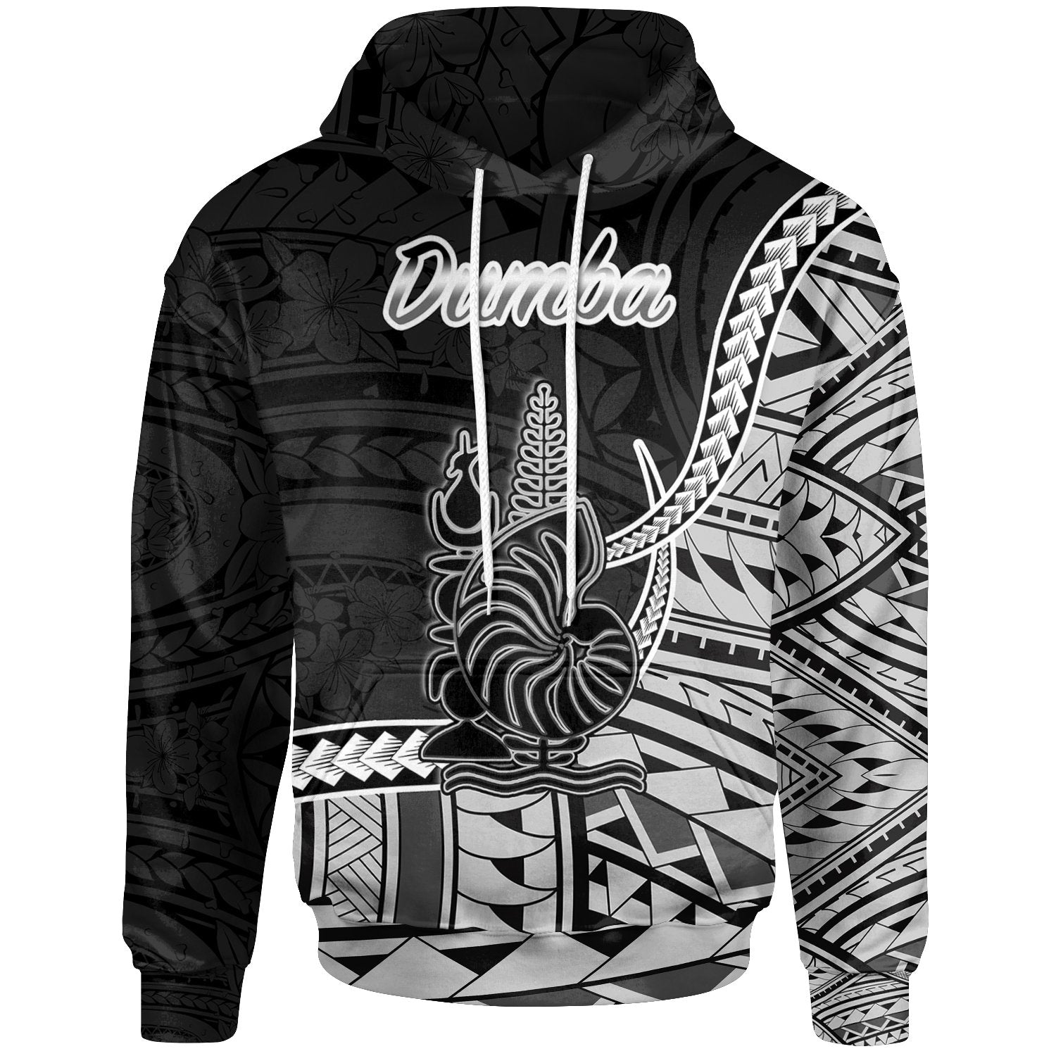New Caledonia Islands Hoodie Dumba Seal of New Caledonia Polynesian Patterns Unisex Black - Polynesian Pride