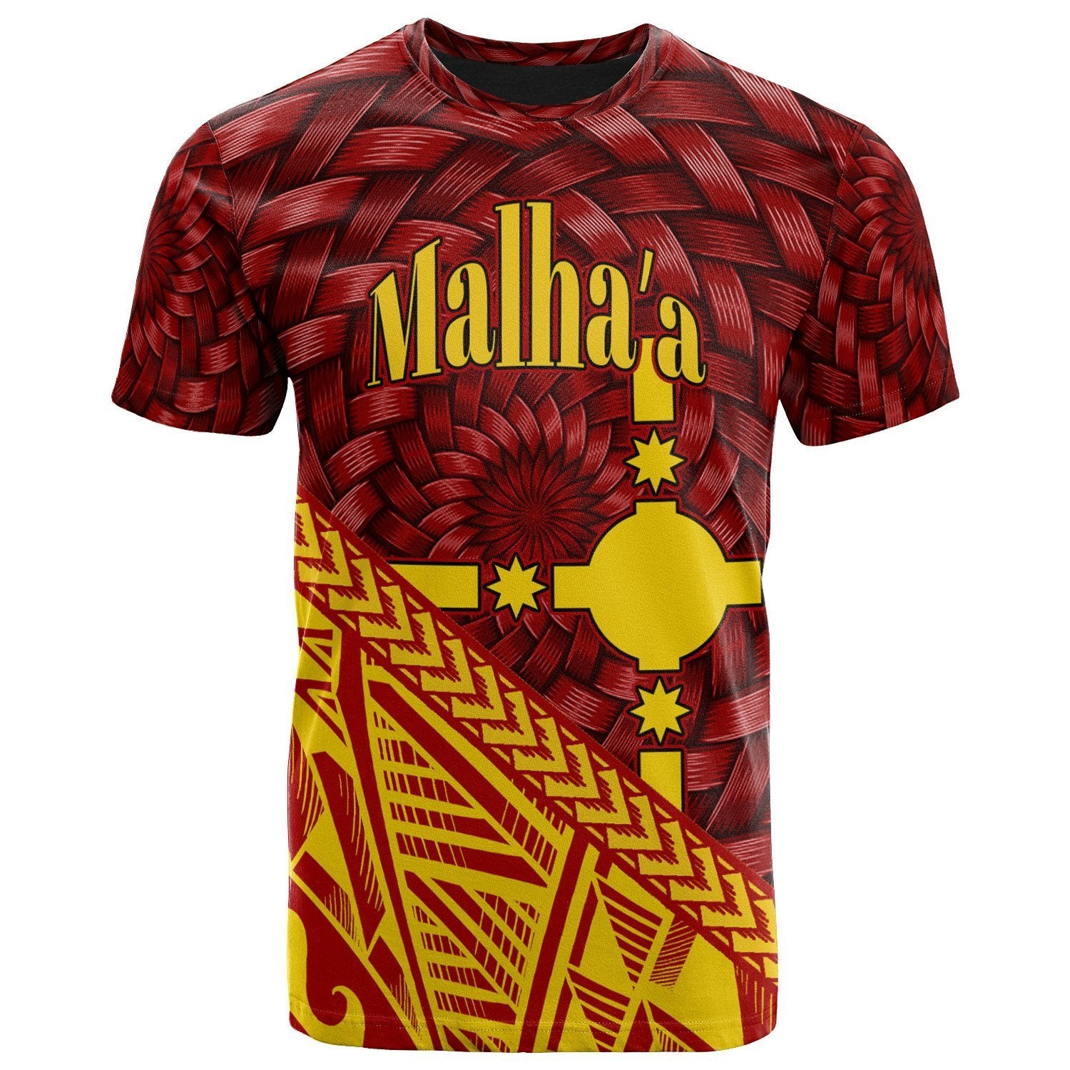 Rotuma T Shirt Malhaa Tapa Patterns With Bamboo Unisex Red - Polynesian Pride