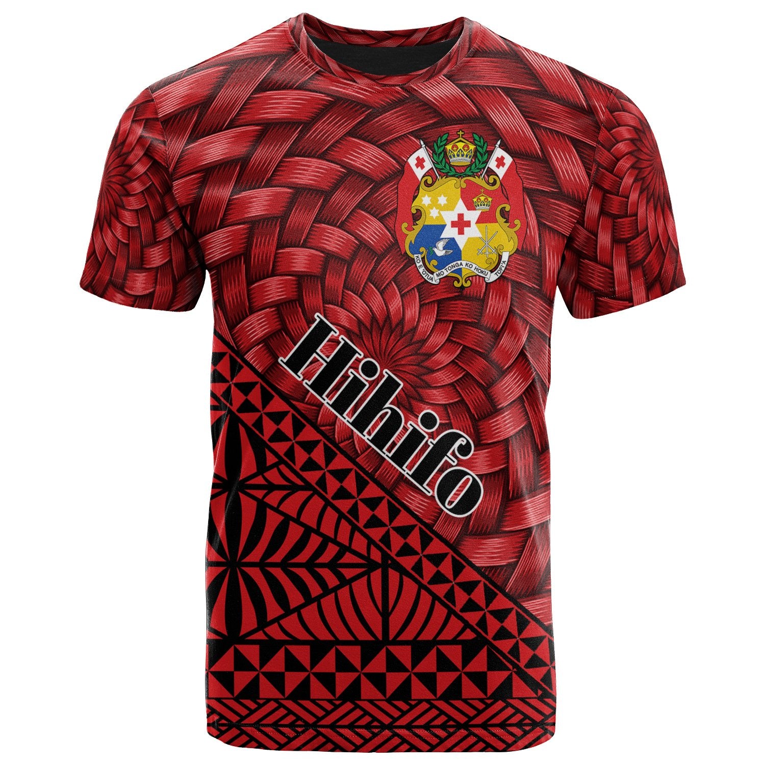 Tonga T Shirt Hihifo Tapa Patterns With Bamboo Unisex Red - Polynesian Pride