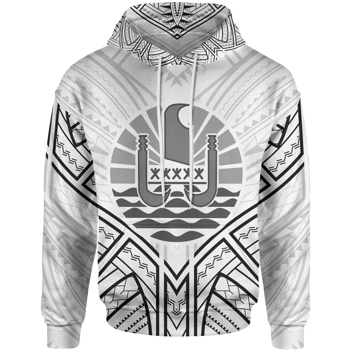 French Polynesia Hoodie French Polynesia Seal Tribal Patterns Unisex White - Polynesian Pride