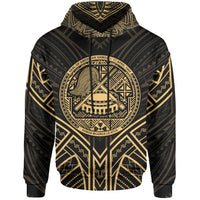 American Samoa Hoodie merican Samoa Seal Gold Tribal Patterns Unisex White - Polynesian Pride