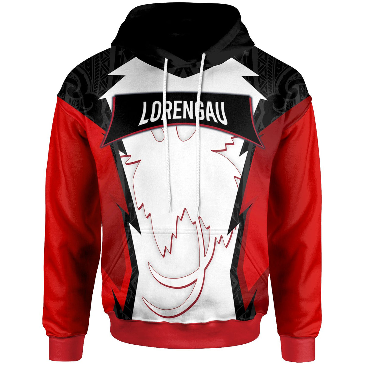 Papua New Guinea Hoodie Lorengau PNG Coat ofrms Unisex Red Black - Polynesian Pride