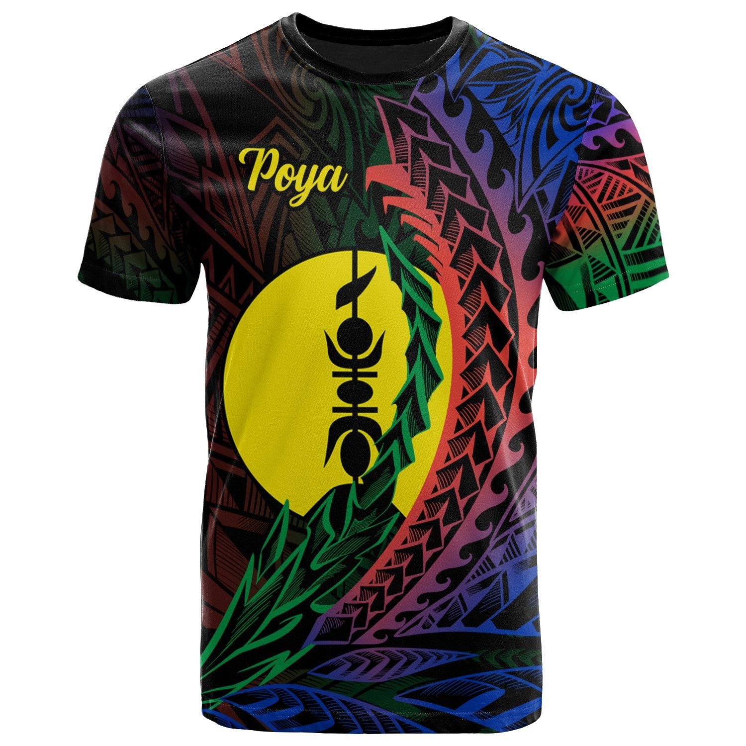 New Caledonia T Shirt Poya Wings Style Flag Color Unisex Black - Polynesian Pride