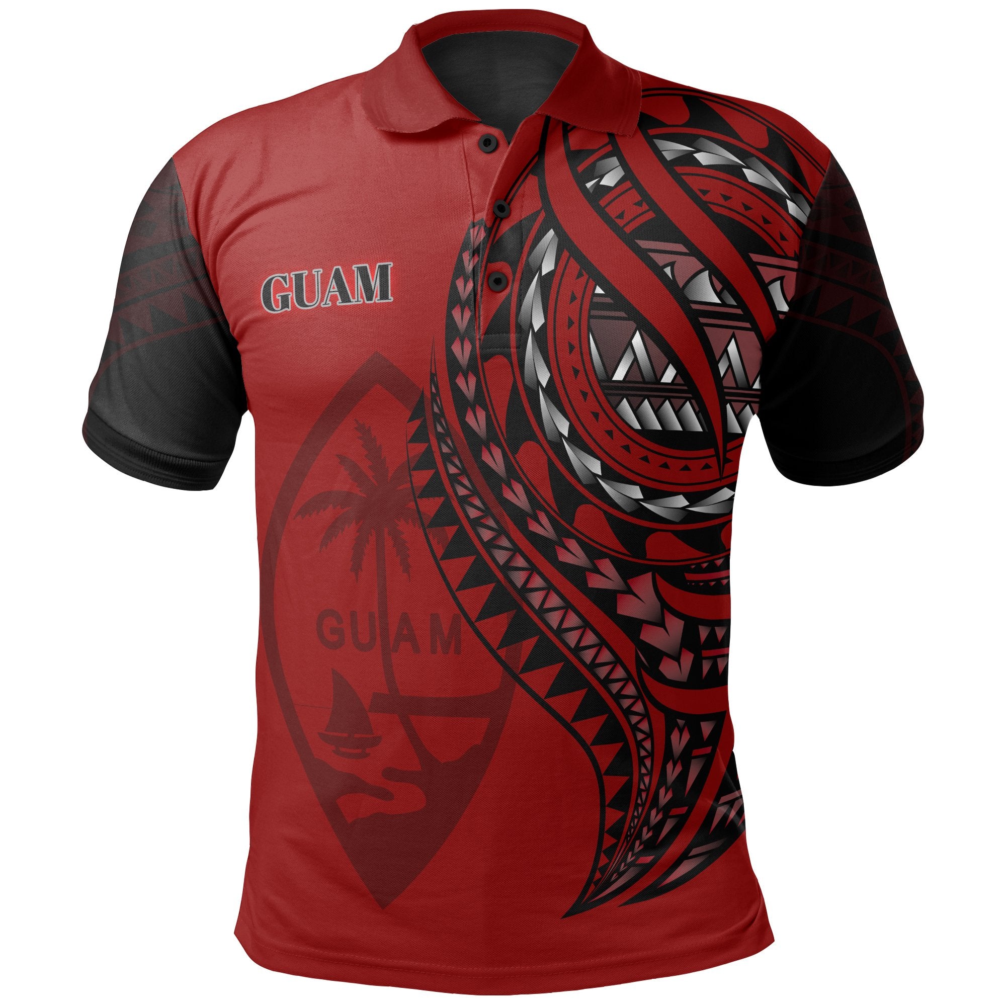 Guam Polo Shirt Red Color Polynesian Patterns Best Guam Ever Unisex Black - Polynesian Pride