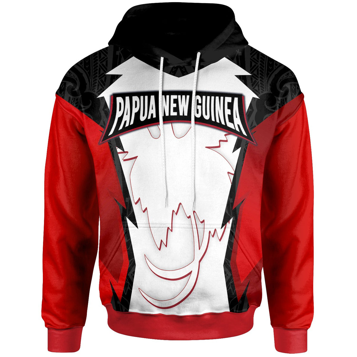 Papua New Guinea Hoodie PNG Coat ofrms Unisex Red Black - Polynesian Pride