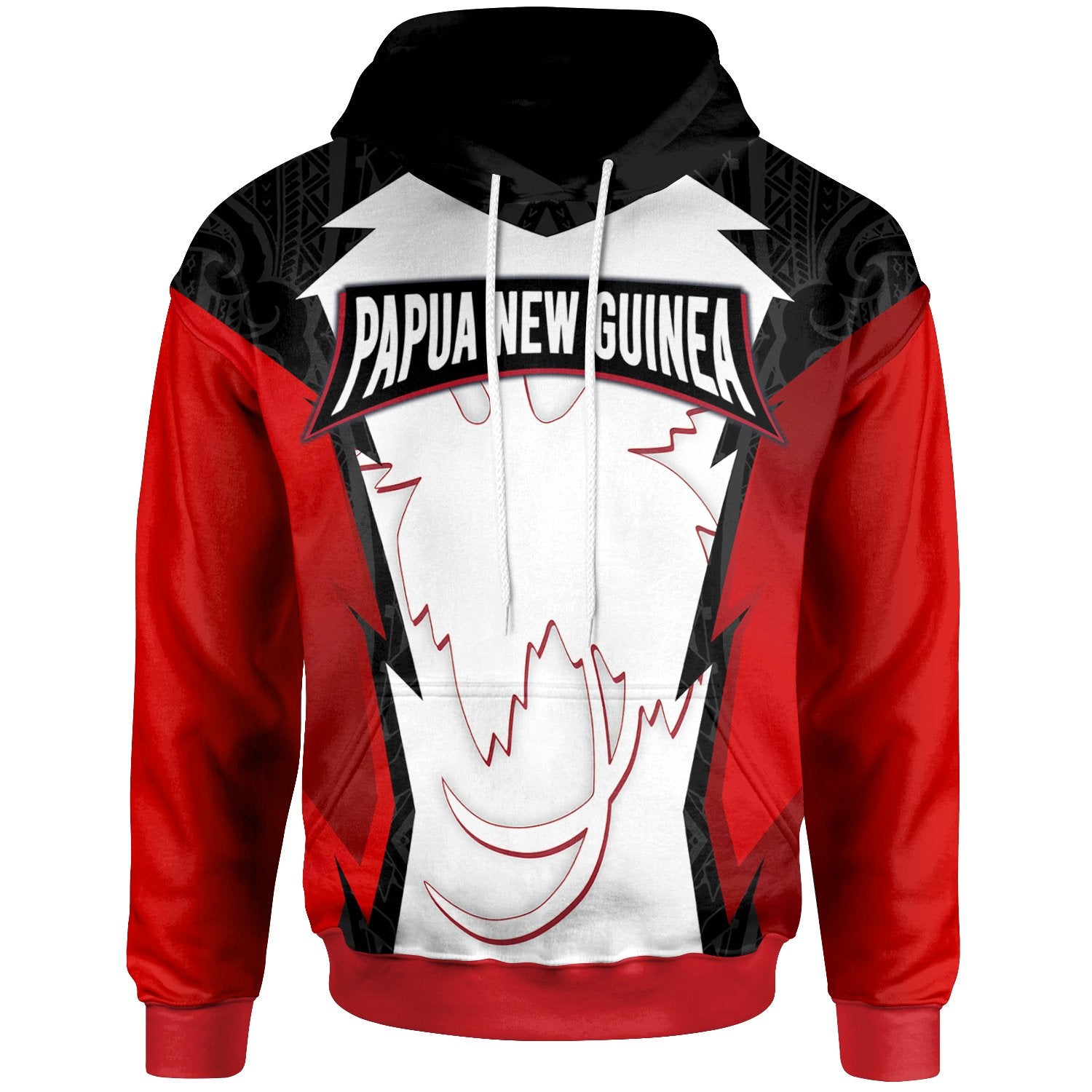 Papua New Guinea Hoodie PNG Coat ofrms Unisex Red Black - Polynesian Pride