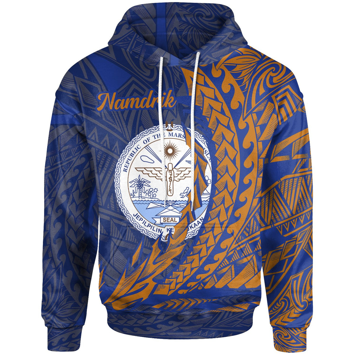 Marshall Islands Hoodie Namdrik Wings Style Unisex Blue - Polynesian Pride