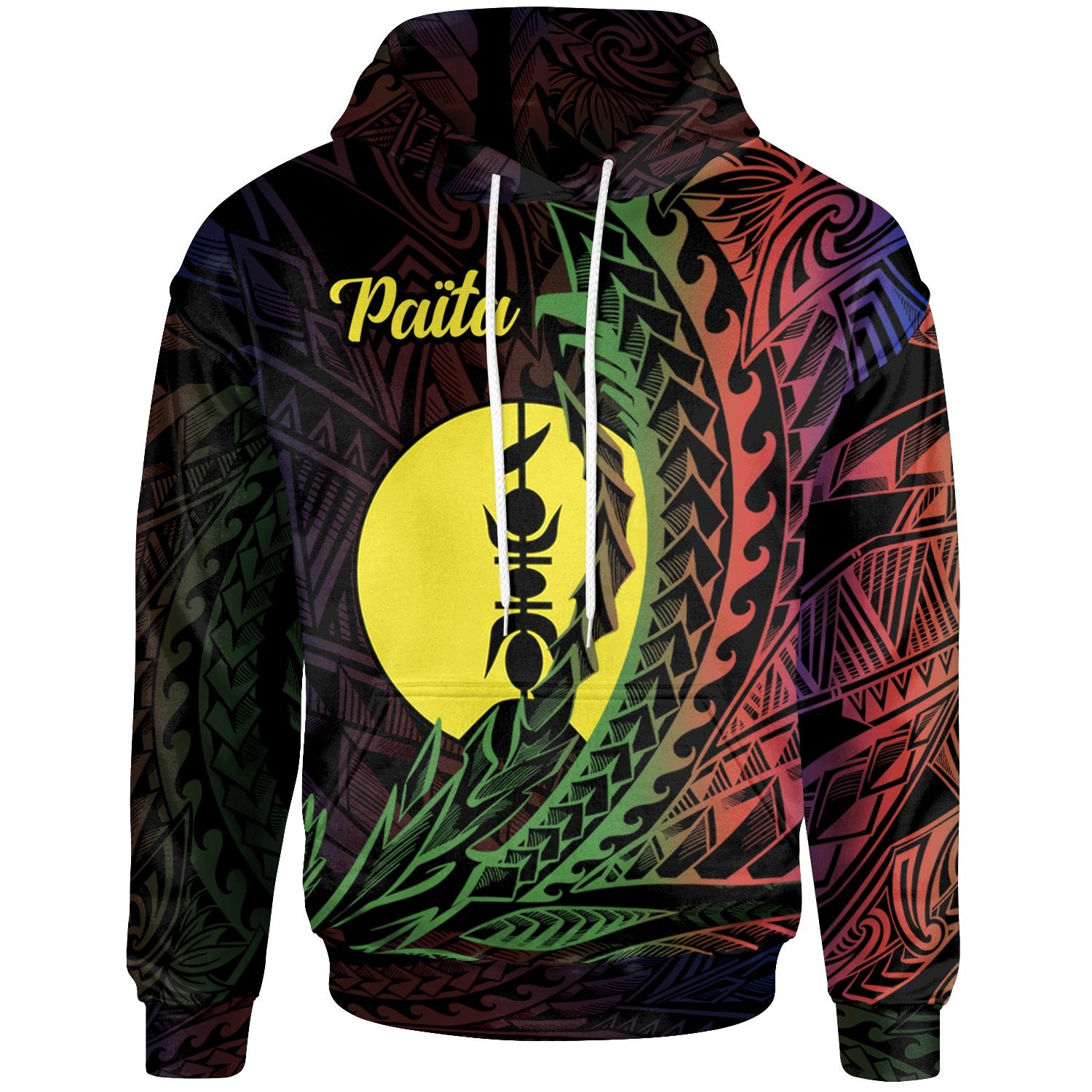 New Caledonia Hoodie Paita Wings Style Flag Color Unisex Black - Polynesian Pride