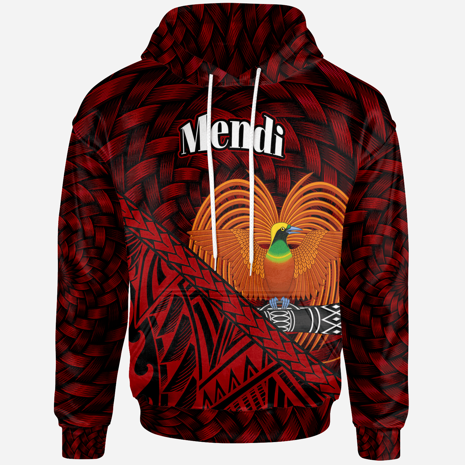 Papua New Guinea Hoodie Mendi Polynesian Patterns With Bamboo Unisex Red - Polynesian Pride