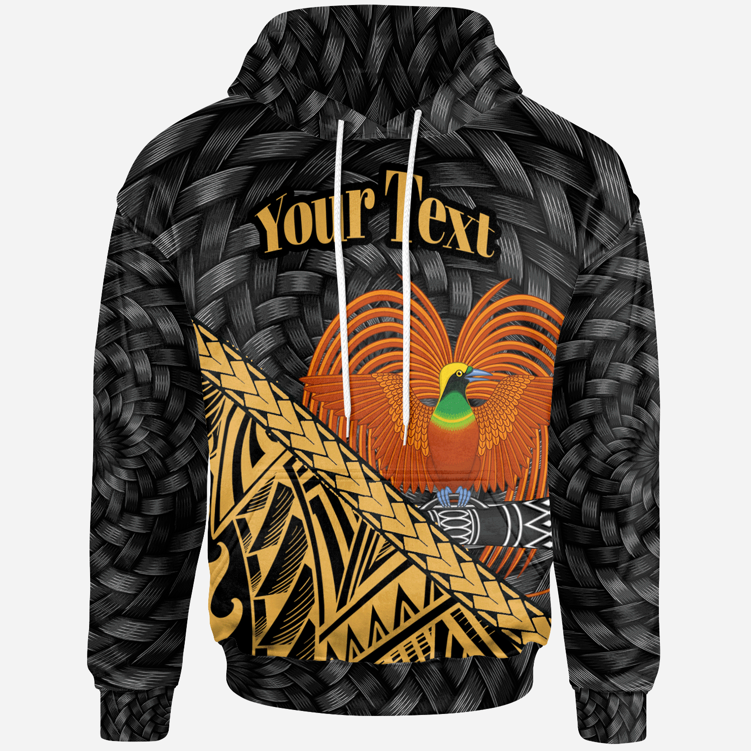Papua New Guinea Hoodie Custom Gold Polynesian Patterns With Bamboo Unisex Gold - Polynesian Pride