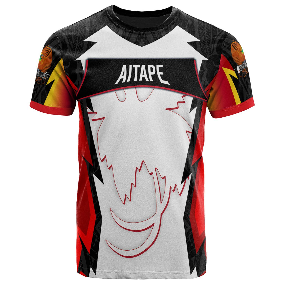 Papua New Guinea T Shirt Aitape PNG Coat Of Arms Unisex Red Black - Polynesian Pride