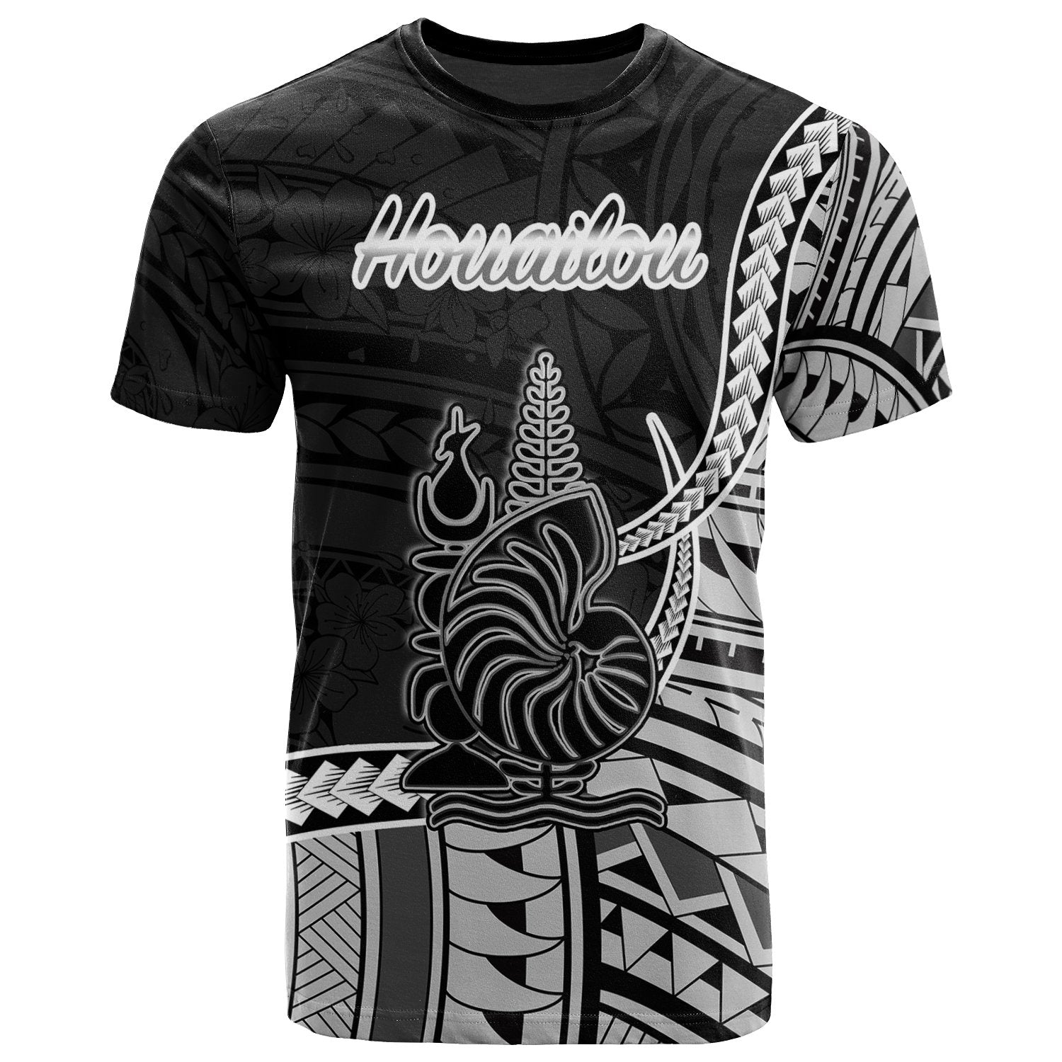 New Caledonia Islands T Shirt Houailou Seal Of New Caledonia Islands Polynesian Patterns Unisex Black - Polynesian Pride