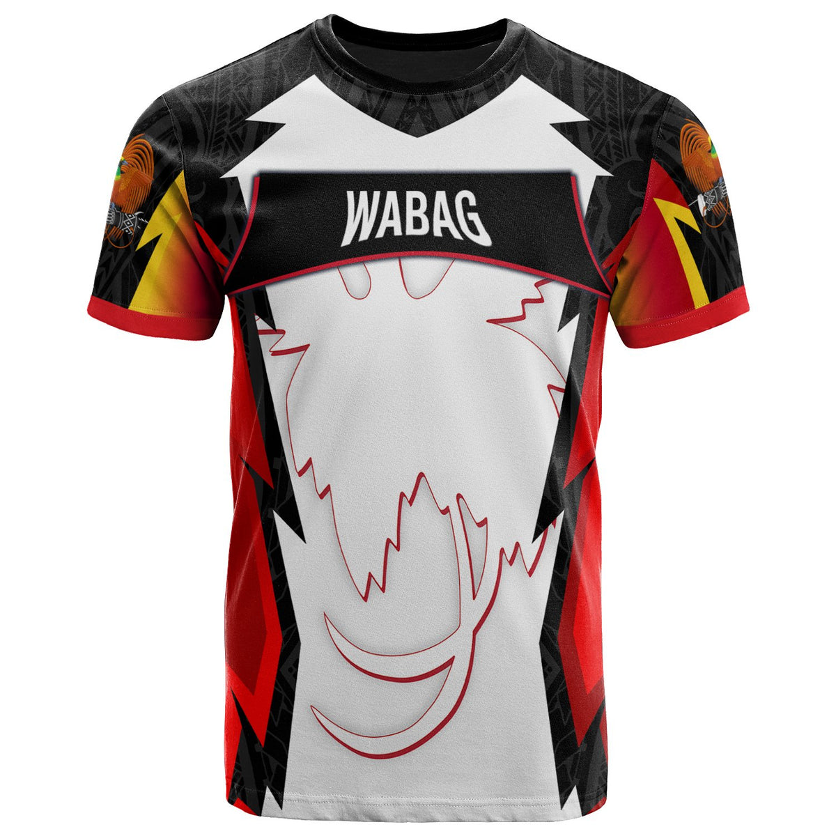 Papua New Guinea T Shirt Wabag PNG Coat Of Arms Unisex Red Black - Polynesian Pride